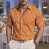 Men's Short-Sleeve Striped Printed Shirt
