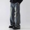 Mens Straight Leg Loose Fit Wide Leg Jeans