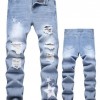 Men's Motorcycle Zipper-Decorated Jeans Slim Fit Ripped