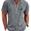 Men's casual suit 3D printed zipper short sleeved polo shirt