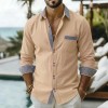 Men's Striped Double-Buckle Business Slim-Fit Casual Long-Sleeve