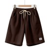 Solid-color Lace-up Loose-fit Straight-leg Mens Shorts For Summer