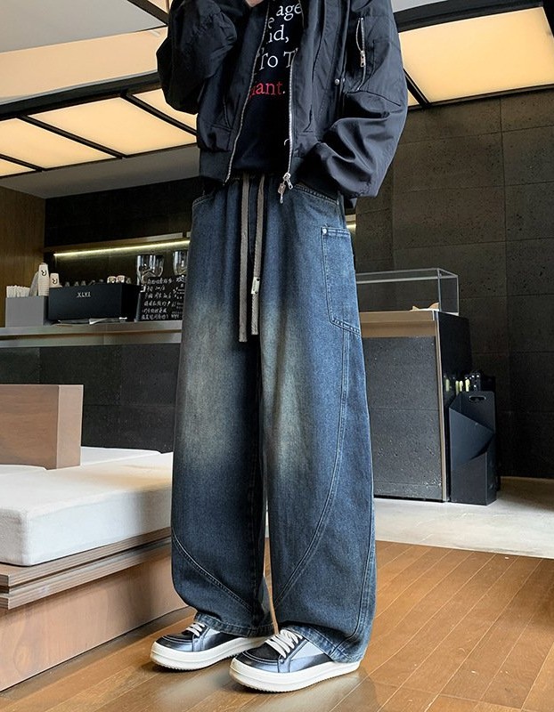 Flared Jeans Solid Color Plus Size Oversized Retro Version