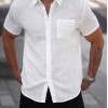 Mens Short-sleeve Cotton Shirt With A Pocket