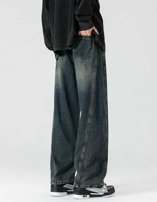 Men's Loose-fit Straight-leg Patchwork Jeans