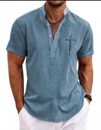 Men's casual suit 3D printed zipper short sleeved polo shirt