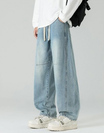 Men's Loose-fit Straight-leg Patchwork Jeans