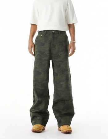 Camouflage Basic Style Straight Washed Jeans