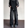 Washed Vintage Denim Men's Versatile Wide-Leg Multi-Pocket Casual Pants