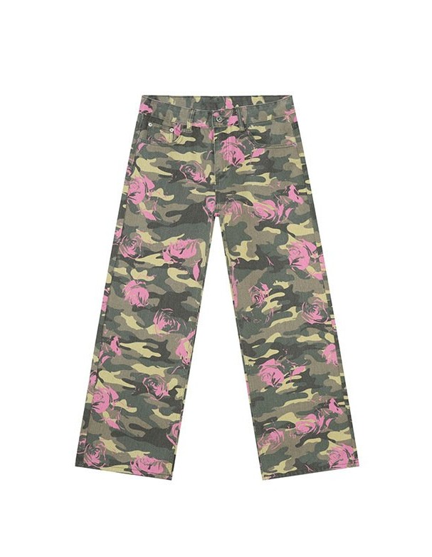 Camouflage Basic Style Straight Washed Jeans