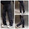 Men's High Street Washed Straight Full Diamond Design Jeans