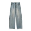 Wide-leg Washed Denim Jeans Mens Loose Casual Pants