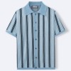 Men's Short-Sleeve Striped Knitted Cardigan Jacquard Polo Shirt