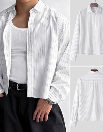 Men's Loose-Fitting All-Match Long-Sleeve Striped Shirt