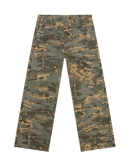 Camouflage Basic Style Straight Washed Jeans