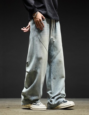 Retro Washed Casual High-Street Loose Wide-Leg Cargo Pants