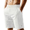 Solid-color Lace-up Loose-fit Straight-leg Mens Shorts For Summer