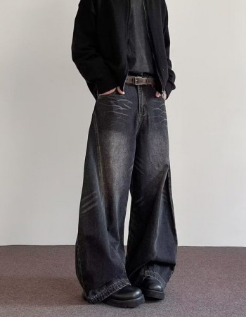 Mens High-Street Relaxed Premium-Looking Versatile Wide-Leg Pants
