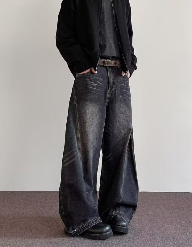 Mens High-Street Relaxed Premium-Looking Versatile Wide-Leg Pants