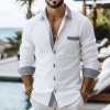 Men's Striped Double-Buckle Business Slim-Fit Casual Long-Sleeve