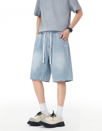 Mens Stretch Waist Lyocell Ice Silk Denim Shorts