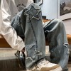 Mens Flared Loose High-Street Straight-Leg Pants