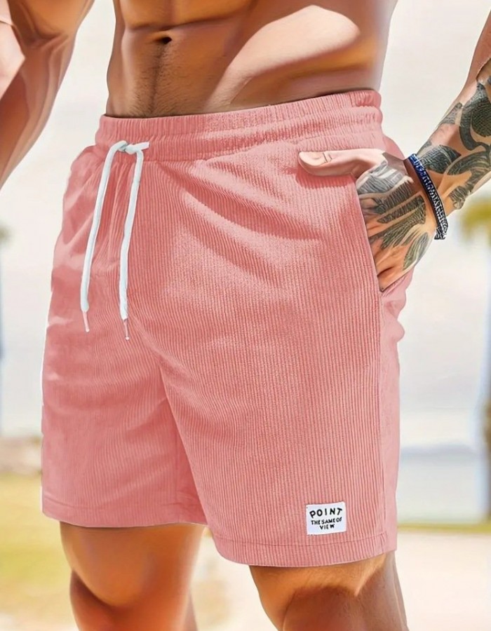 Lace-up Drawstring Shorts Summer Corduroy Sports Short Pants Mens Clothing