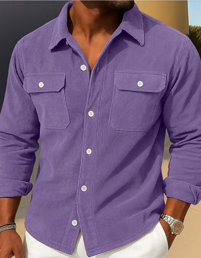 Mens Loose-fit Corduroy Shirt-coat