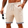 Breathable Patchwork Waffle-Weave Beach Shorts