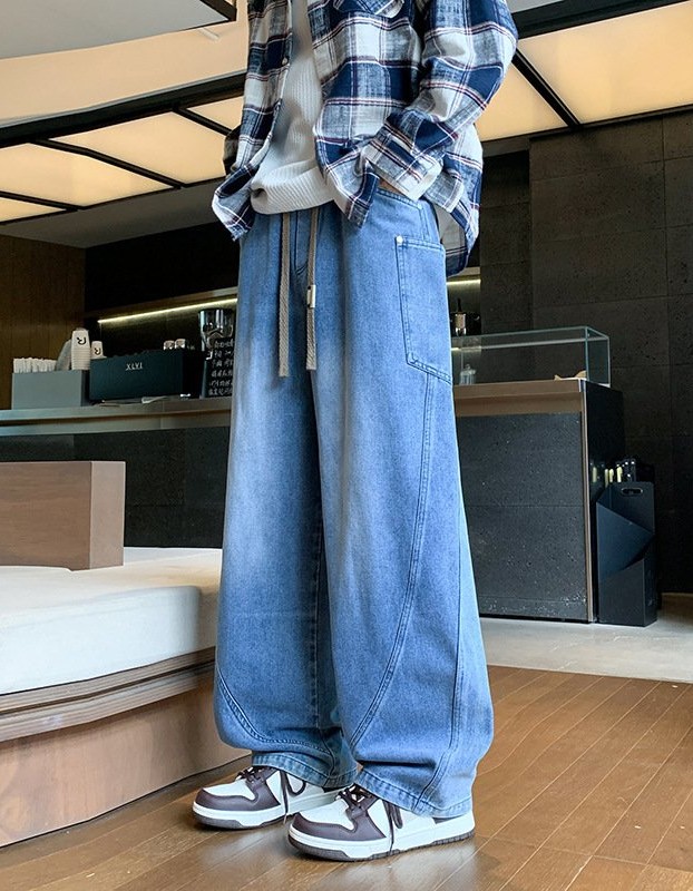 Flared Jeans Solid Color Plus Size Oversized Retro Version
