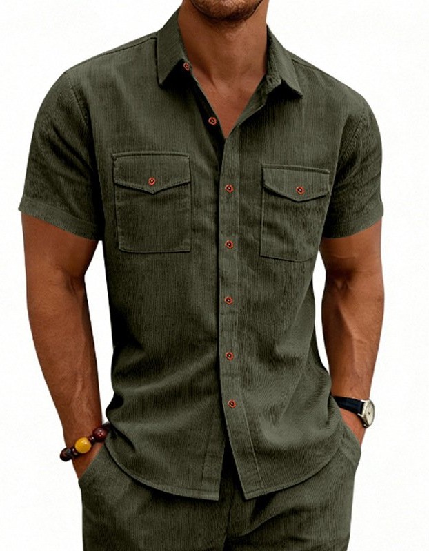 Men's Casual Loose-fit Workwear Short-Sleeve Lapel Shirt