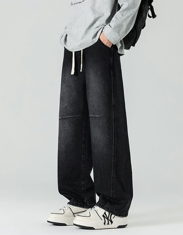 Men's Loose-fit Straight-leg Patchwork Jeans