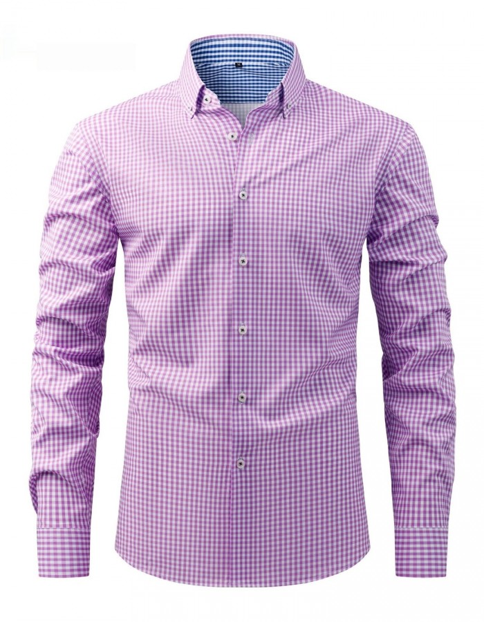 Mens Four-Way Stretch Digital-Print Long-Sleeve Collared Shirt