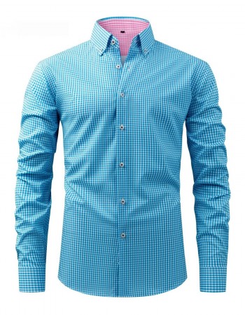 Mens Four-Way Stretch Digital-Print Long-Sleeve Collared Shirt
