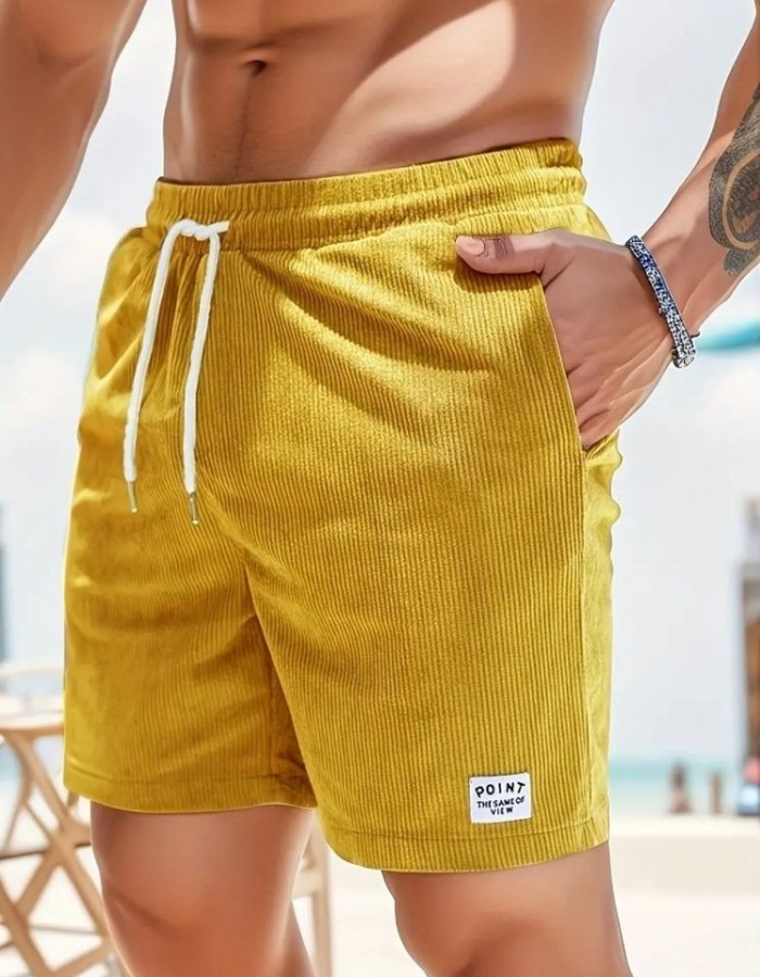 Lace-up Drawstring Shorts Summer Corduroy Sports Short Pants Mens Clothing