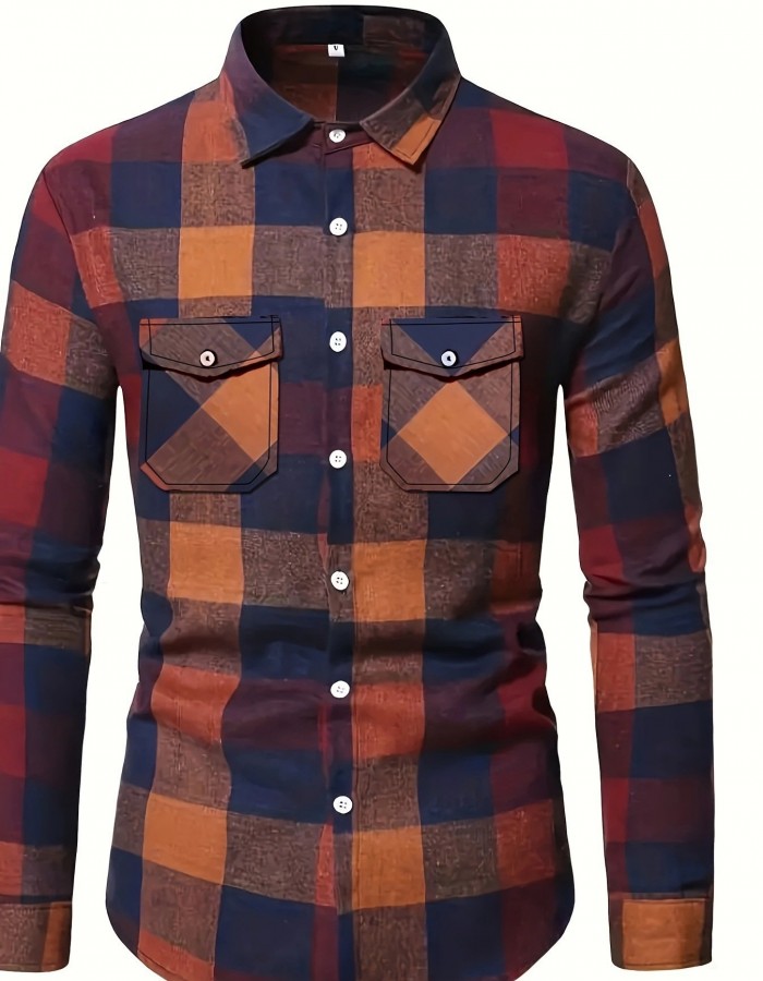 Mens Stylish Long-Sleeve Lapel Shirt