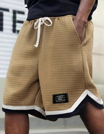 Men's Casual Loose Striped Webbing Trendy Plaid Sports Shorts