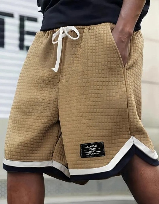 Men's Casual Loose Striped Webbing Trendy Plaid Sports Shorts