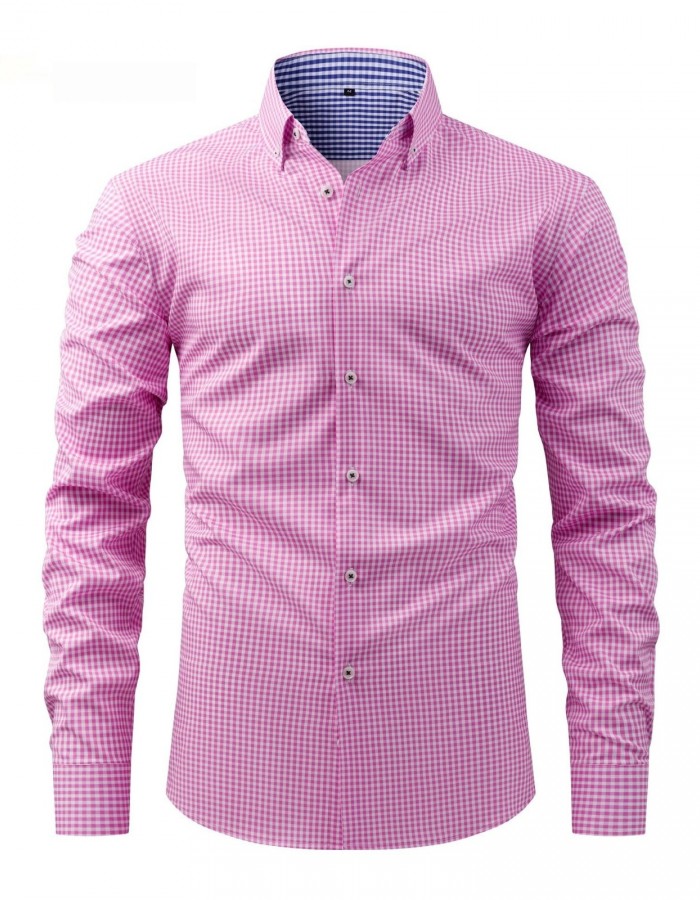 Mens Four-Way Stretch Digital-Print Long-Sleeve Collared Shirt