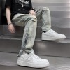 Mens SpringSummer Loose-Fit Denim Jeans With A Side Zipper