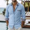 Men's Striped Double-Buckle Business Slim-Fit Casual Long-Sleeve