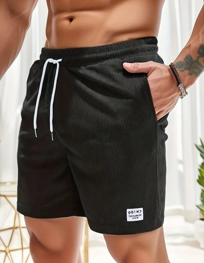 Lace-up Drawstring Shorts Summer Corduroy Sports Short Pants Mens Clothing
