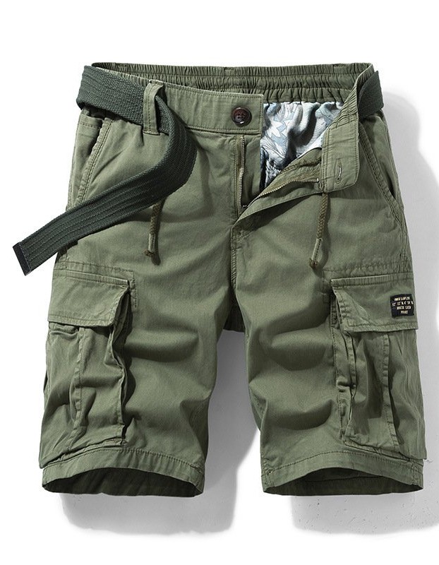Micro Elastic Multi-pocket Workwear Loose Straight Casual Shorts
