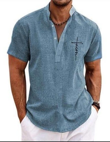 Men's casual suit 3D printed zipper short sleeved polo shirt
