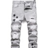Men's Motorcycle Zipper-Decorated Jeans Slim Fit Ripped