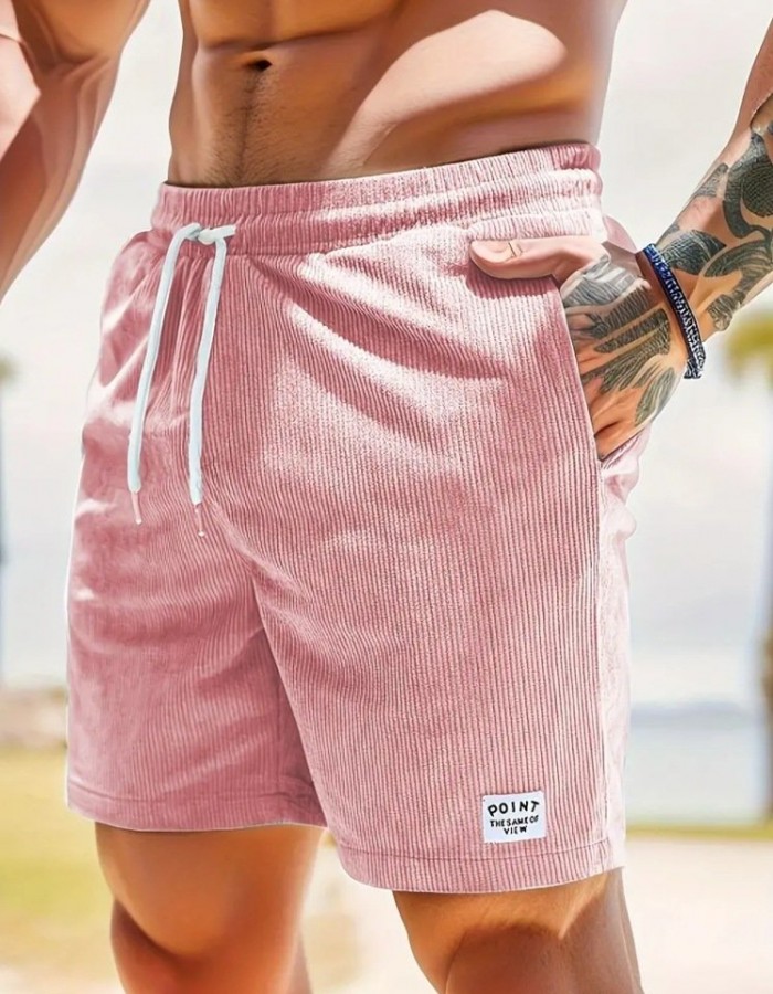 Lace-up Drawstring Shorts Summer Corduroy Sports Short Pants Mens Clothing