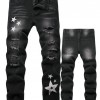 Men's Motorcycle Zipper-Decorated Jeans Slim Fit Ripped