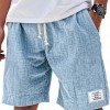 Fashionable Drawstring Textured Solid-Colored Shorts Beach Pants