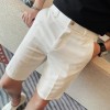 Men's Slim-Fit Striped Solid-Color Fashion Suit Shorts