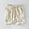 Mens Casual Linen Shorts With Pocket Drawstring